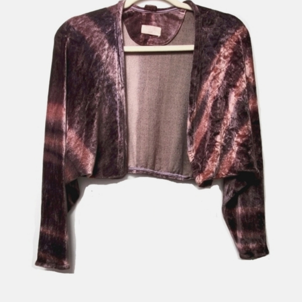 Vintage Wendy Glez Hand Dyied Italian Velvet Cropped Bolero Cardigan Top OS